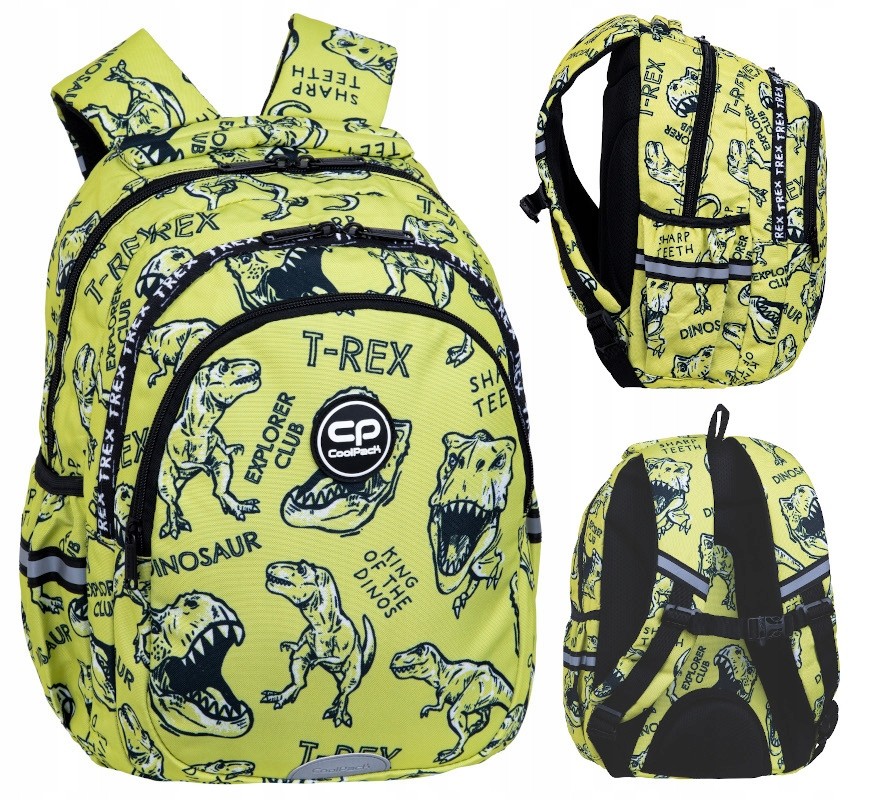 CoolPack viackomorový školský batoh, čierny, Odtiene zelenej, Odtiene žltej a zlatej, Multicolor 21 l